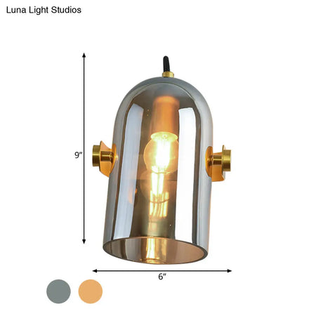 Beautiful Swivel Shade Cloche Bedside Sconce With Vintage Wall Mounted Amber/Smoke Glass - 1 Bulb