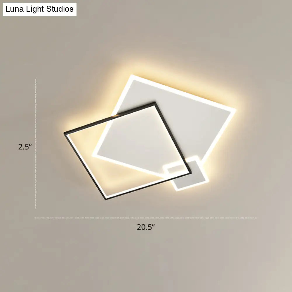 Bedroom Brilliance In A Stack: Minimalistic Led Metal Flush Mount Ceiling Ligh Black-White / 19.5