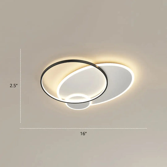 Bedroom Brilliance In A Stack: Minimalistic Led Metal Flush Mount Ceiling Ligh Black-White / 16’