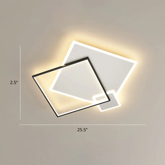 Bedroom Brilliance In A Stack: Minimalistic Led Metal Flush Mount Ceiling Ligh Black-White /