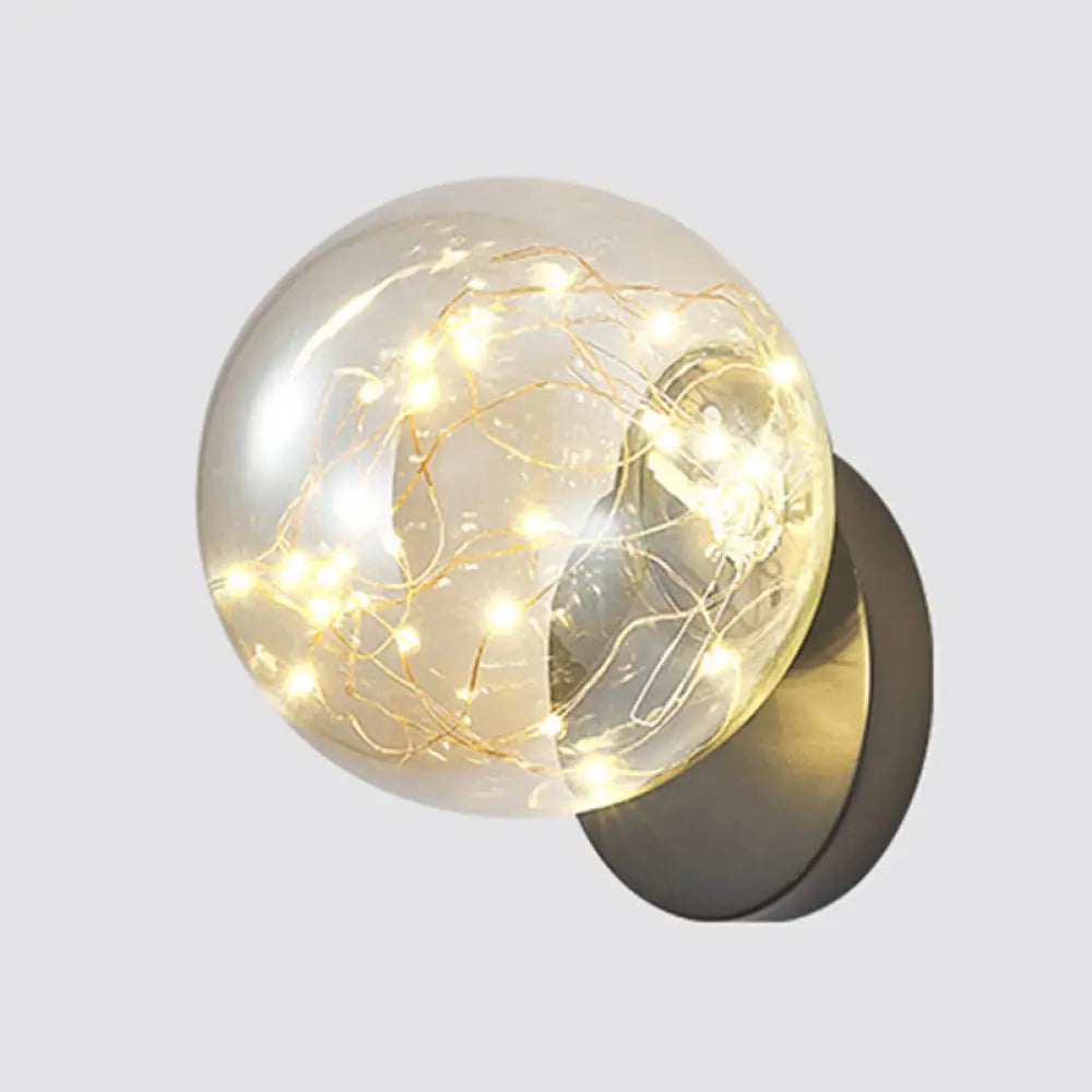 Bedside Glass Shade Wall Mount Light With Creative Star Design Black / Cognac