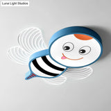 Bee Shape Led Flushmount Lighting - Fun Cartoon Design For Bedroom With White/Pink/Yellow Acrylic
