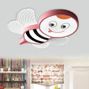 Bee Shape Led Flushmount Lighting - Fun Cartoon Design For Bedroom With White/Pink/Yellow Acrylic