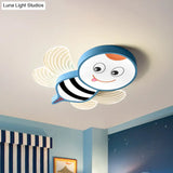 Bee Shape Led Flushmount Lighting - Fun Cartoon Design For Bedroom With White/Pink/Yellow Acrylic