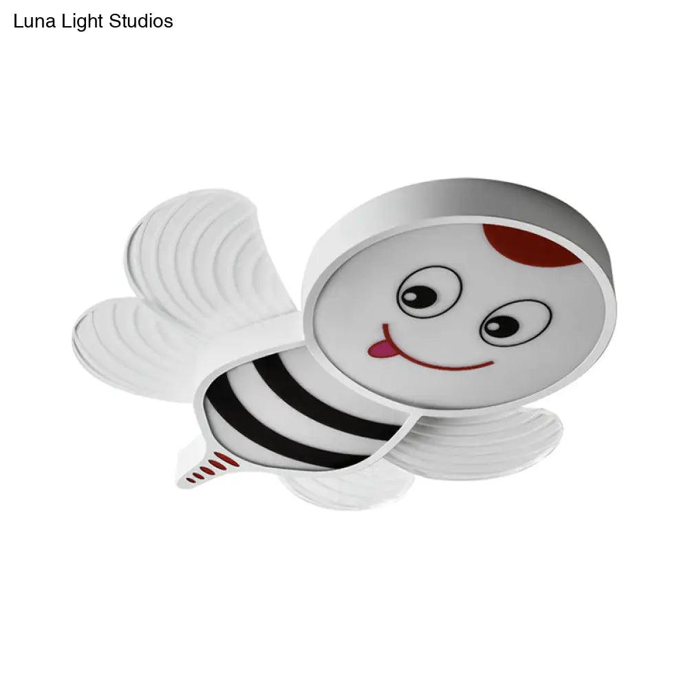 Bee Shape Led Flushmount Lighting - Fun Cartoon Design For Bedroom With White/Pink/Yellow Acrylic