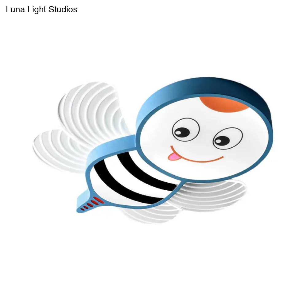 Bee Shape Led Flushmount Lighting - Fun Cartoon Design For Bedroom With White/Pink/Yellow Acrylic