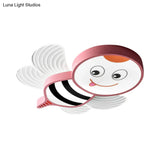 Bee Shape Led Flushmount Lighting - Fun Cartoon Design For Bedroom With White/Pink/Yellow Acrylic