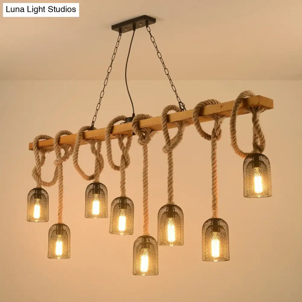Vintage Style Beige Chandelier Pendant Light - Metal Linear Island Fixture