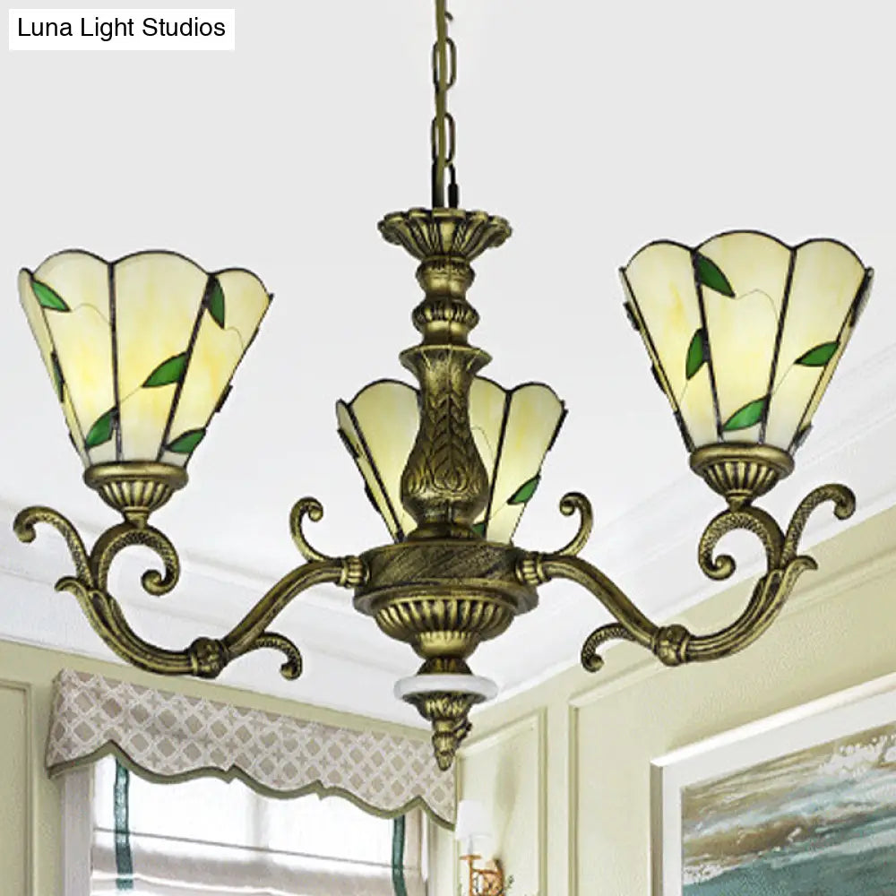 Beige Glass Green Chandelier: Leaf Design 5/9/11 Lights Baroque Style Kitchen Lighting Fixture 3 /