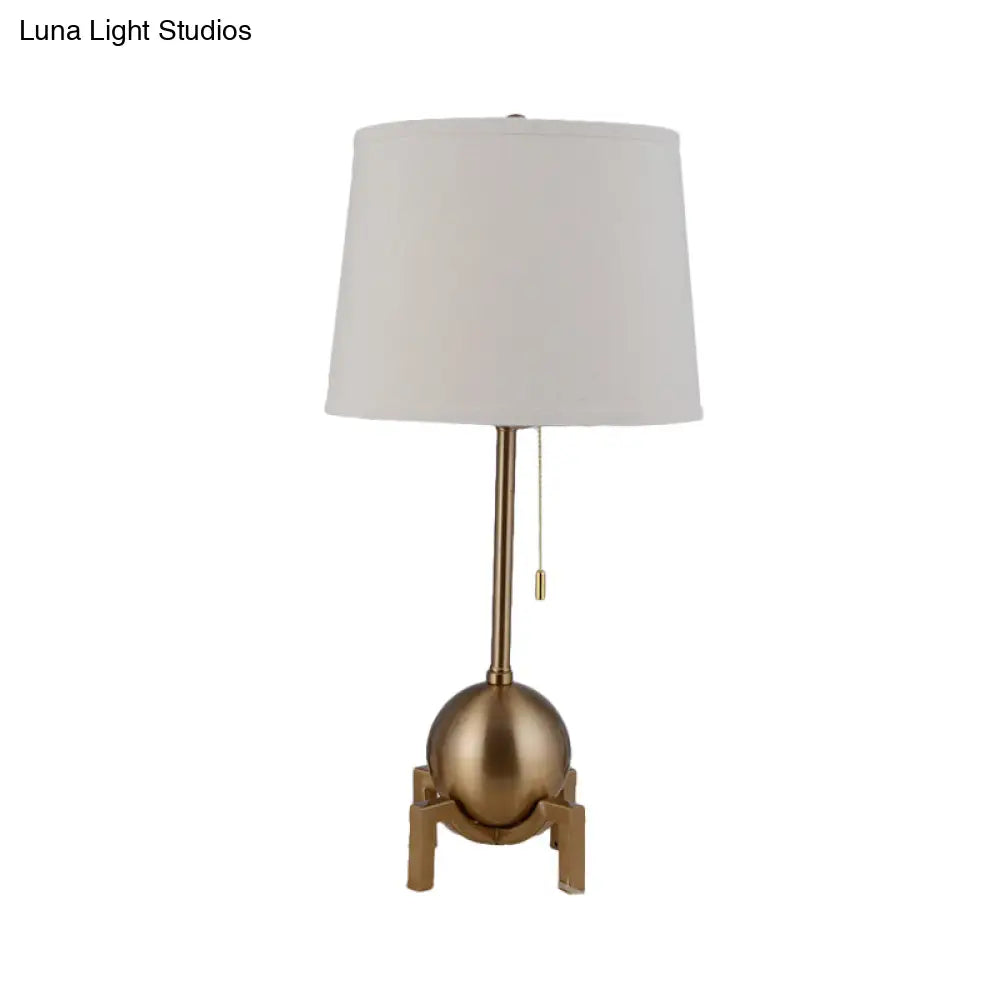 Bell Desk Lamp - Traditional Metal 1-Head White Reading Light With Global Base For Bedroom