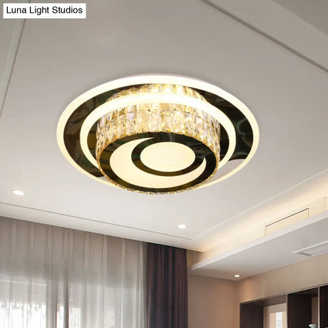 Beveled Crystal Ceiling Lamp – Led Flushmount Light For Guest Rooms