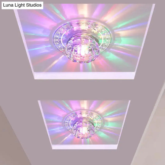 Beveled Crystal Led Flush Mount Ceiling Light With Chrome Finish / 5.5’ Warm