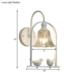 Bird Decor Led Wall Lamp - Creative Bell Sconce Light For Balcony Transparent Glass 1-Light