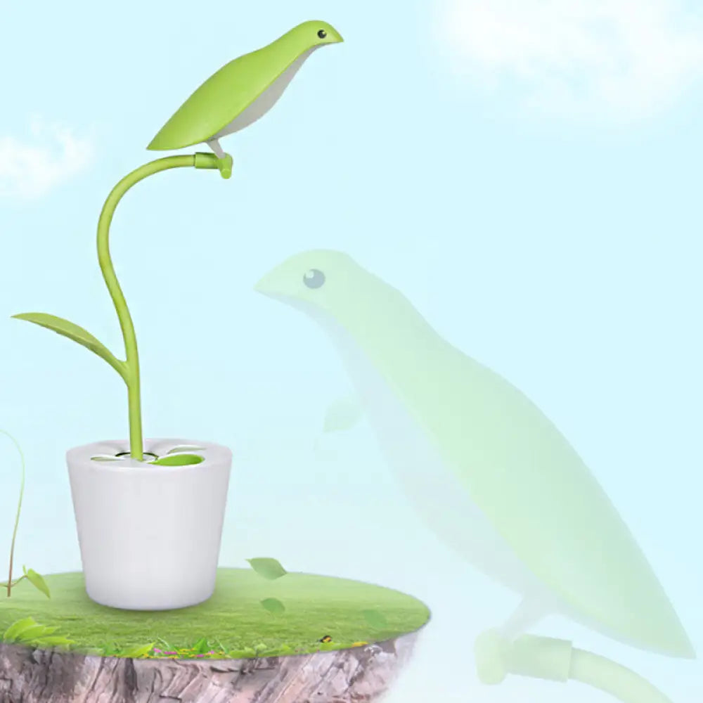 Bird Shaped Desk Light - Eye-Caring 1 Head Macaron Loft Reading For Kids Bedroom Green