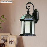 Birdcage Outdoor Wall Sconce: Rustic Clear/Frosted Glass Black/Bronze Finish