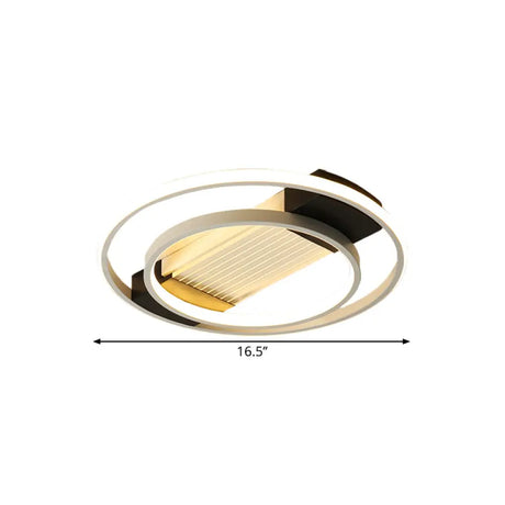 Black Acrylic Circular Flush Mount Led Ceiling Light Nordic Design 16.5/20.5 Wide