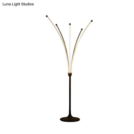 Black Acrylic Led Bedroom Reading Floor Lamp - Simplicity Flower Design