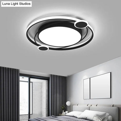 Black Acrylic Led Flush Ceiling Light For Minimalist Bedroom