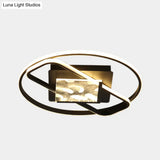 Black Acrylic Led Flushmount Ceiling Light With Modern Ring And Square Design