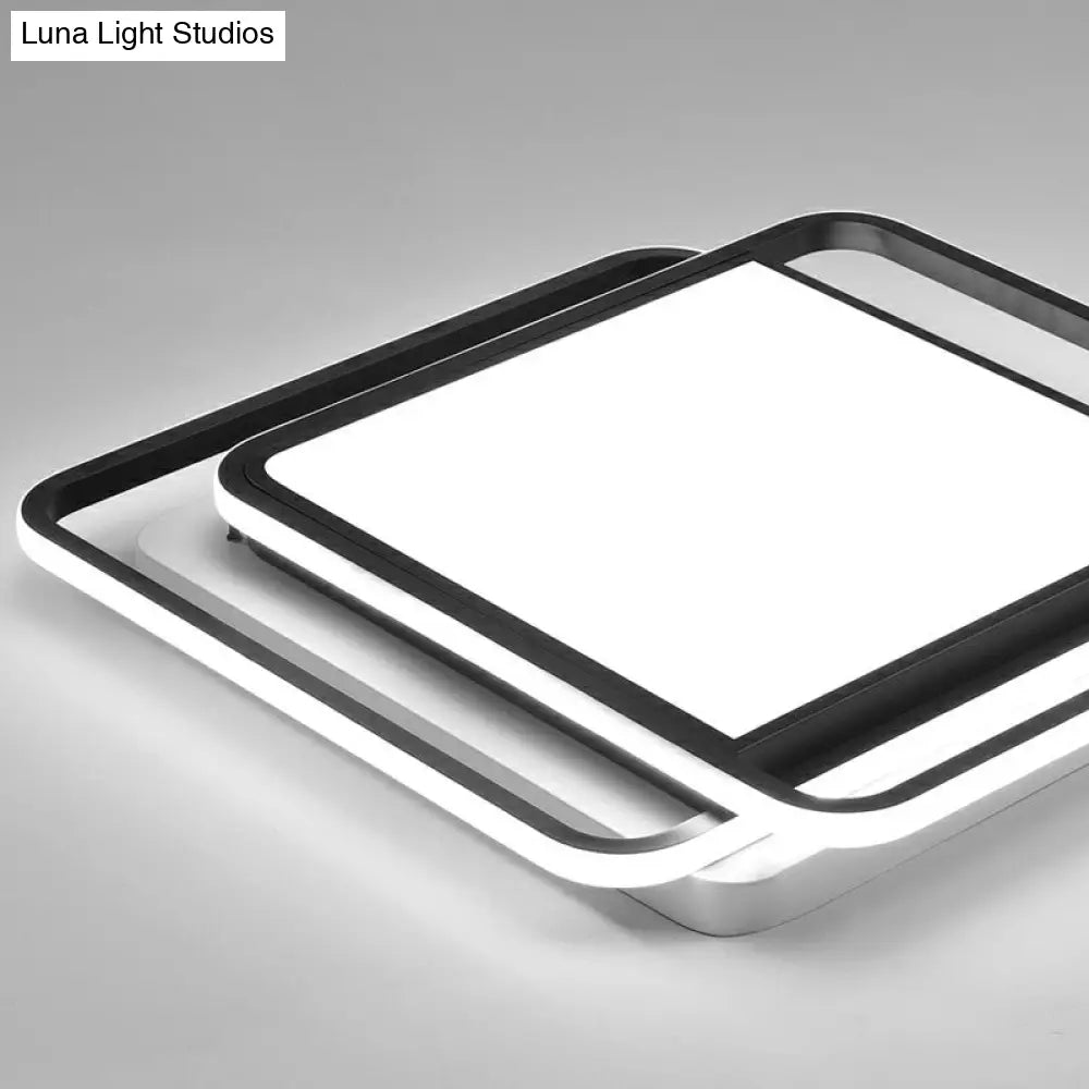 Black Acrylic Nordic Led Ceiling Light For Bedroom - Square Flush Mount Fixture