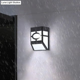 Black Acrylic Trapezoid Solar Wall Mount Sconce: Retro Style Led Courtyard Light