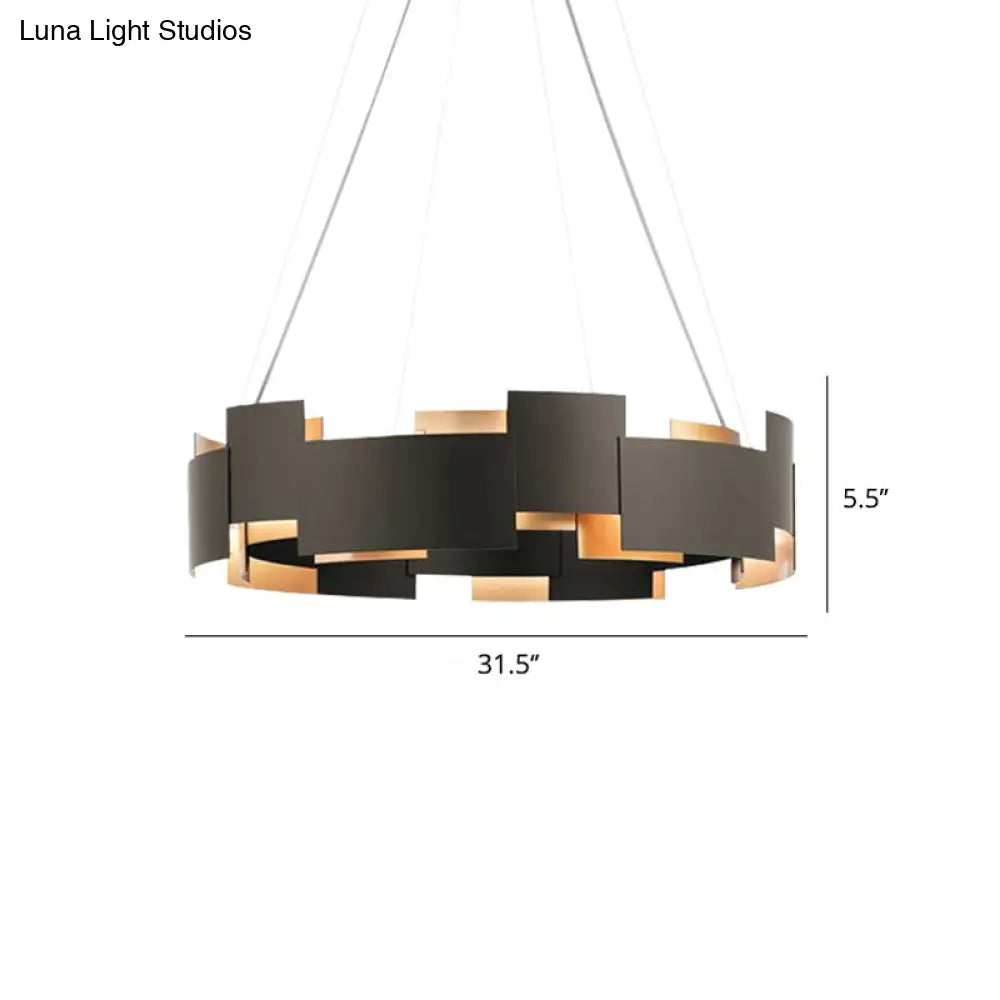 Postmodern Black And Gold Metal Pendant Chandelier Spliced Inner Suspension Light