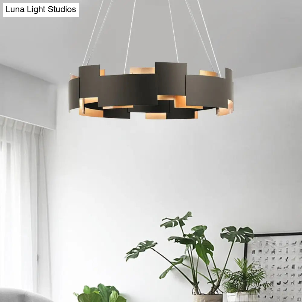 Black And Gold Metal Pendant Chandelier With Postmodern Splicing Design Inner Suspension Light