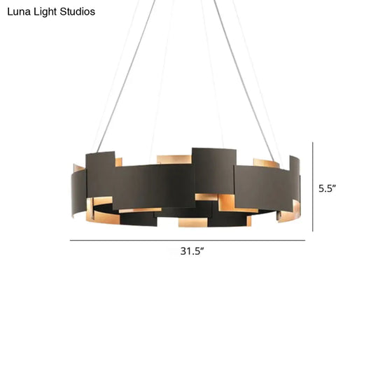 Black And Gold Metal Pendant Chandelier With Postmodern Splicing Design Inner Suspension Light