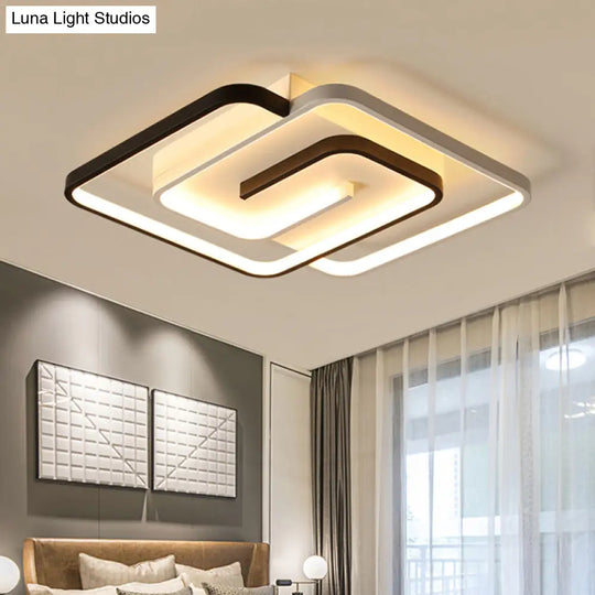 Black And White Acrylic Flush Ceiling Light - Modern Geometric Style With Led Fixture Black - White