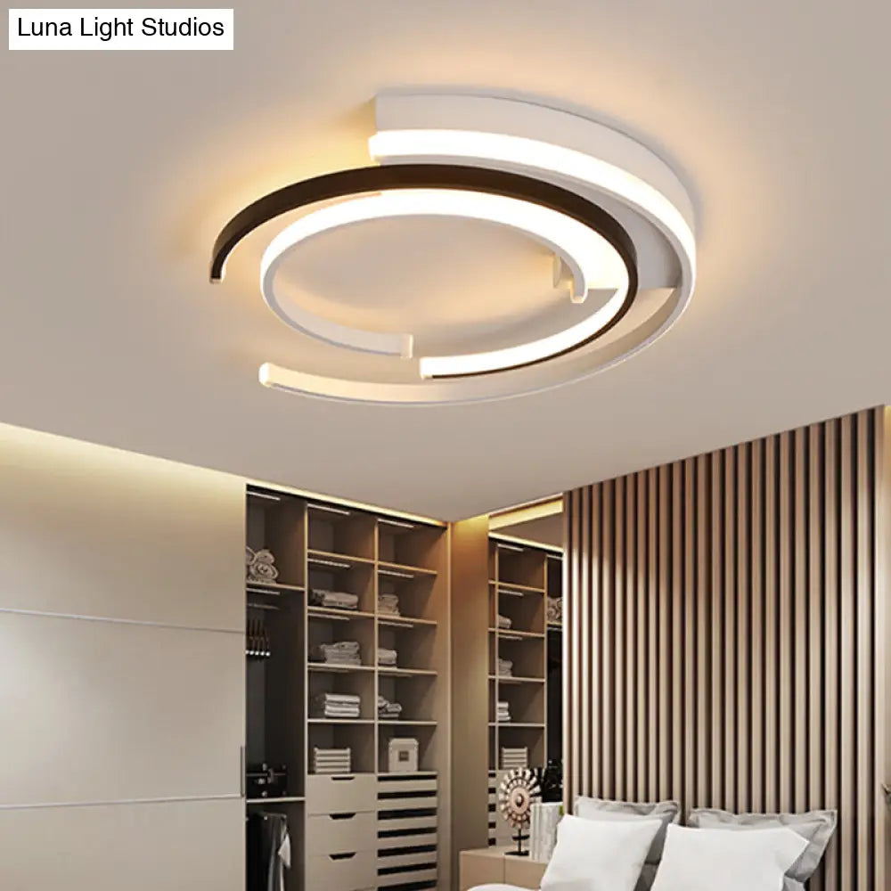 Black And White Led Circular Flush Mount For Modern Acrylic Bedroom Lighting Black-White / 16 Third