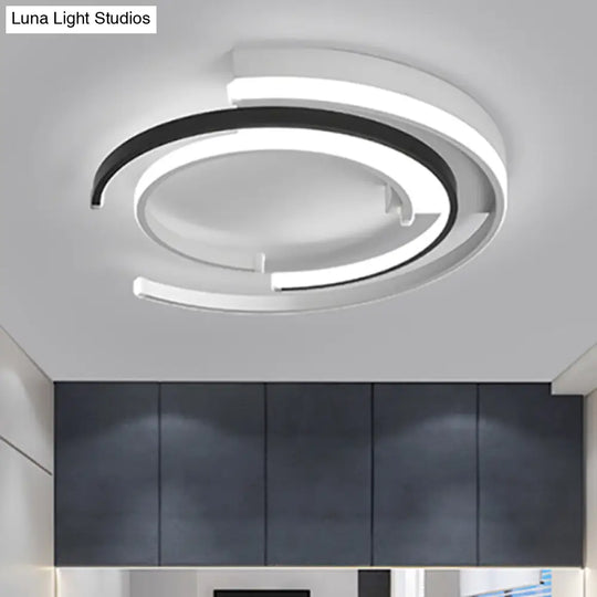 Black And White Led Circular Flush Mount For Modern Acrylic Bedroom Lighting Black-White / 16