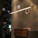 Black/Antique Brass Led Bathroom Sconce - Classic Metal Vanity Light Fixture In White/Warm/Natural