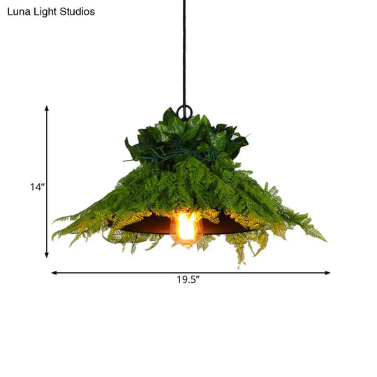 Black Barn Pendant Light Retro Metal 1 Head Led Ceiling Lamp With Plant - Multiple Sizes Available