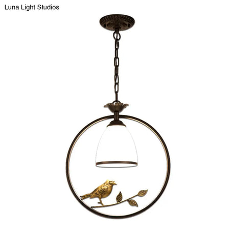 Black Bird Decor Cottage Glass Pendant Light For Dining Room