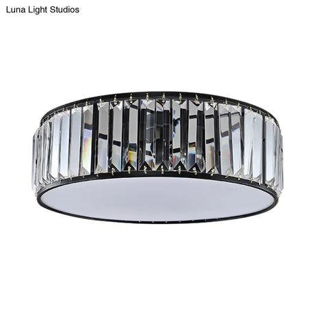 Black/Bronze Drum Flush Mount Crystal Ceiling Light - Elegant 3/4/5-Light Lamp For Bedroom