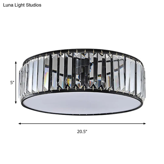 Black/Bronze Drum Flush Mount Crystal Ceiling Light - Elegant 3/4/5-Light Lamp For Bedroom