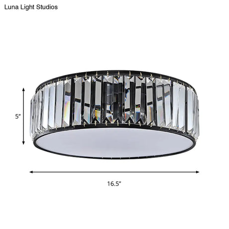 Black/Bronze Drum Flush Mount Crystal Ceiling Light - Elegant 3/4/5-Light Lamp For Bedroom