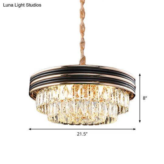 Black Crystal Chandelier Pendant - Modern 9/11-Head Drop Lamp For Table 18’/21.5’ W