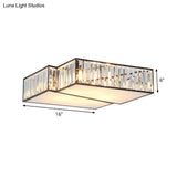 Black Crystal Rectangle Flushmount Ceiling Light Fixture - Contemporary With 4 Geometric Bulbs