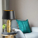 Black Desk Lamp With Fabric Drum Shade And Metal Base - Ideal Reading Light For Bedroom