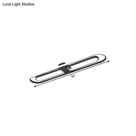 Black Dual Rectangle Led Flush Ceiling Light Modern Metallic Mount Fixture 16’/23.5’/31.5’