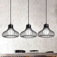 Black Farmhouse 3-Light Bowl Pendant With Wire Cage Shade - Restaurant Hanging Light Fixture