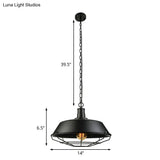 Black Farmhouse Barn Ceiling Light: Stylish Cage Shade Pendant Lamp (1 Bulb) - 10’/14’/18’ Diameter