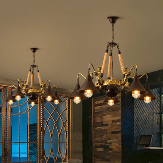 Black Farmhouse Pendant Chandelier With Mermaid Arm - Perfect For Living Room 5 /