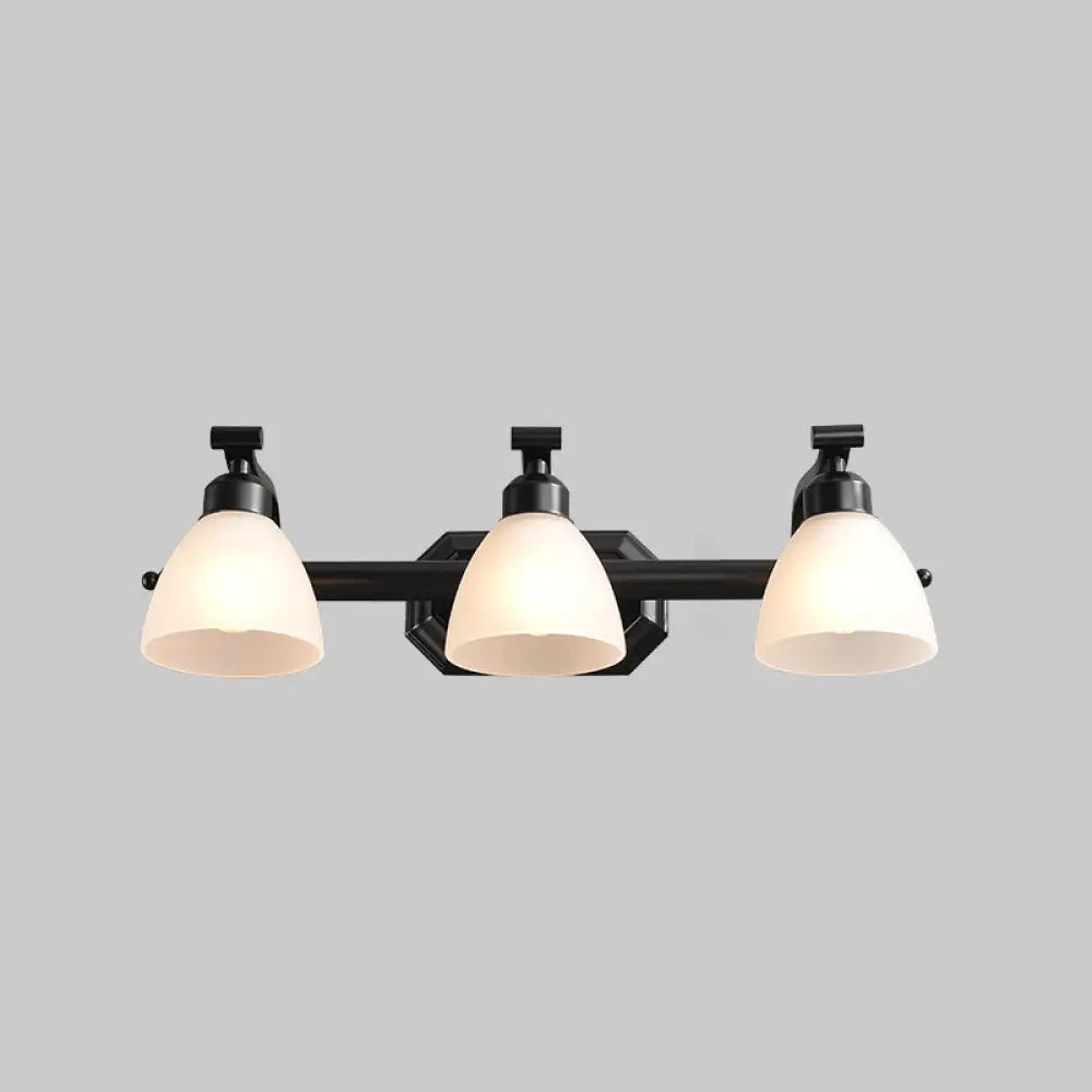 Black Finish Vanity Lamp - Countryside Opal Frosted Glass Bell Wall Sconce For Bathroom Lighting 3 /