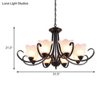 Black Frosted Glass Chandelier - Traditional Bell Design Ideal For Living Room Multiple Bulb Options