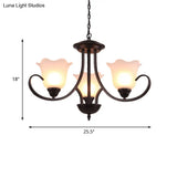 Black Frosted Glass Chandelier - Traditional Bell Design Ideal For Living Room Multiple Bulb Options