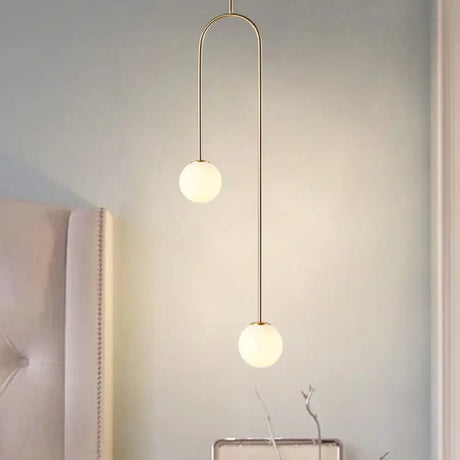 Black/Gold Ball Cluster Pendant Post-Modernist 2 Lights White Glass Led Ceiling Light Fixture With