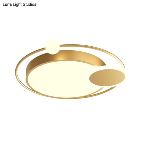 Black/Gold Led Ceiling Light Fixture For Bedroom In Warm/White - Round Flush Mount Acrylic