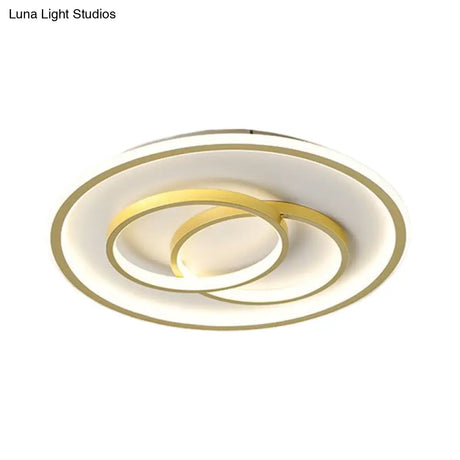 Black/Gold Metallic Crossed Ring Led Ceiling Light - Warm/White 16.5’/20.5’ W